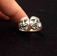 This sterling silver clown ring features two eccentrically freakish faces, one of a smiling face and the other a frowning clown. It is made to order, I handcraft each and every piece of jewelry - one at a time for you. Everything is guaranteed handmade.  Please note that we engrave our logo and info on the materials we use, even on custom engraved orders. DETAILS: Materials: solid 925 sterling silver Ring weight: around 8 grams Please leave me a note upon ordering or message me of your ring size and I will customize the ring for you. The item will come nicely in a jewelry box - ready for gifting. All items are custom made to order. My turn around time is about 5-10 business days. I offer free standard shipping worldwide and it takes 7-20 days to arrive in US, Canada and Europe, etc. If you Ancient Egypt, Clown Face, Face Ring, Gothic Ring, Clown Faces, Gothic Rings, Design Silver, Smile Face, Ring Sterling Silver