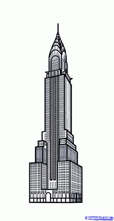 a black and white drawing of the empire building