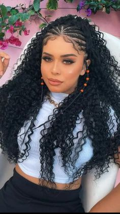 Half Braided Hairstyles, Ghana Braids Hairstyles, Ghana Braids, Braids With Extensions, Hairdos For Curly Hair, Braids With Curls