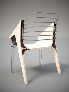 a chair made out of wood and metal