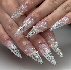 Lace Design On Nails, Lace Pattern Nails, White Lace Nail Design, Lace French Tip Nails, Lace Design Nails, Lace Nails Designs, Nail Stickers Designs Ideas