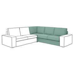 a drawing of a couch and ottoman with the back facing off to the side, on a white background