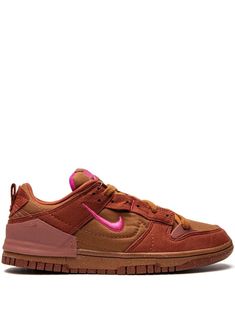 Nike Dunk Low Disrupt 2 "Desert Bronze" Sneakers - Farfetch Nike Dunk Low Disrupt 2, Shoes List, Low Disrupt, Nike Dunk Low Disrupt, 2024 Board, Aesthetic Shoes, Brown Sneakers, Swoosh Logo, Pink Suede