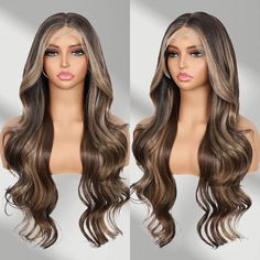 PRICES MAY VARY. Lace Front Wig: The brown lace front wig has 13x4 inches large lace frontal area with natural hairline. Long wavy wigs have transparent Swiss HD Lace, Soft and Breathable. Middle or side parting? Natural hair shine like human hair. Up to you High Quality: The body wave Wig is made of high quality heat resistant synthetic fiber, 150% Density, Minimum shedding, Soft and bouncy, curly wig is full enough Wig Cap: Balayage brown wig for women circumference 22.5 inches stretched mediu Brown Lace Front Wig, Brown Lace Front, Balayage Brown, Long Wavy Wig, Side Parting, Wavy Wigs, Sleek Bob, Wavy Wig, Voluminous Curls