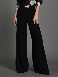 Loose Wide Leg High-Waisted Solid Color Pants Trousers BLACK-2XL Black Pants For Women, High Waisted Black Trousers, High Waist Wide Leg Trousers, Casual Autumn Outfits Women, Black Flare Pants, Character Clothing, Fall Wardrobe Essentials, Color Pants, Solid Color Pants