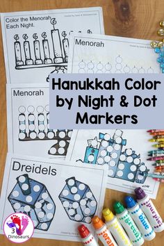 Free Hanukkah Color by Night & Dot Marker Printables – 3 Dinosaurs