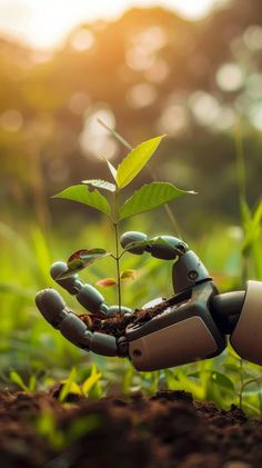 Check out this incredible AI-generated art depicting a robot hand planting a tree! The future of agriculture is here with automation and artificial intelligence working together to create eco-friendly farming solutions. 🌱🤖 #AI #FarmingTech #Robotics  Prompt: robot hand planting tree, automation in agriculture, artificial intelligence in farming, futuristic technology in nature, robot gardening, eco-friendly robotics.     robotic arm, young plant, soil, technology and nature, green....#AI,#FarmingTech,#Robotics Nature And Technology Aesthetic, Bio Technology Aesthetic, Artificial Intelligent Aesthetic, Green Technology Aesthetic, Nature Robot, Agriculture Robot, Polluted Earth, Agriculture Aesthetic, Agriculture Art