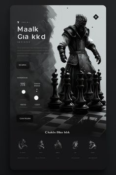 a black and white website design for a chess game