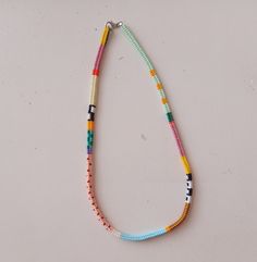 Handmade item Ships from a small business in Turkey Materials: Sand bead Chain style: Bead Style: Boho & hippie Necklace length: 44 Hippies, Tv Nook, Neon Necklace, Beaded Boho Necklace, Woven Necklace, Colorful Necklace, Beaded Jewlery, Craps, Wrist Game