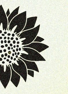 a black and white flower is shown in the shape of a circle on a white background