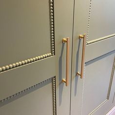 an image of two doors with handles on each side and beaded trim around the edges