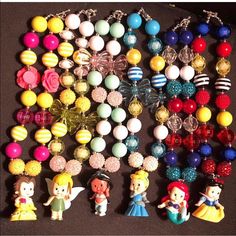 Disney Princess Bubblegum Necklaces $25/Each Bubble Necklace, Bubblegum Necklace, Kids Accessories Jewelry, Bubble Necklaces, Princess Bubblegum, Necklace Ideas, Bead Necklaces, Bubblegum Beads, Girl Jewelry