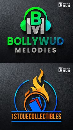 two logos with the words boilywud melodies and an image of a fire