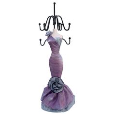 PRICES MAY VARY. This elegant dress mannequin jewelry stand is made of polyresin and dressed in satin gown with sequins detailing. Comes in 8 hooks to hand your favorite jewelry. Nice gift for Christmas, birthday and great home decor. Made of polyresin, fabric and wire. Size: 10"H, Packed in gift box. Display your favorite jewelry on this elegant dress form 10 inches jewelry stand. 100% handmade. This beautiful purple Jewelry Stand makes the great gift for Christmas, wedding, birthday, quinceane Purple Evening Gown, Mannequin Dress, Necklace Display, Purple Jewelry, Satin Gown, Jewelry Stand, Elegant Dress, Jewelry Organization, Evening Gowns