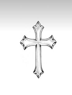 a black and white drawing of a cross