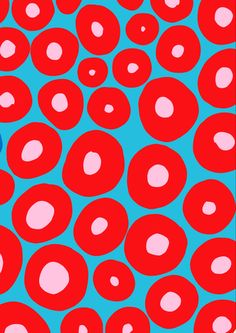 red and pink circles on blue background