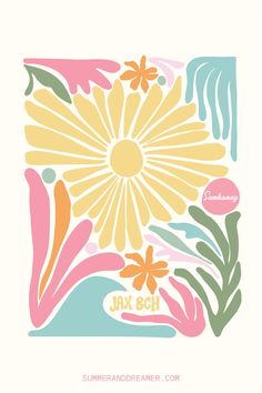 an image of a flower with the words summer and beach on it