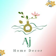 the logo for a home decor company with flowers and leaves on it's side