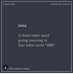 the author's arena - screenshote with text that reads maa, a three letter word giving meaning to four letter word life