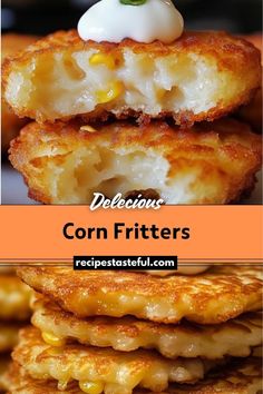 corn fritters stacked on top of each other