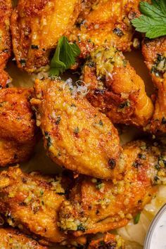 chicken wings with parmesan cheese and herbs