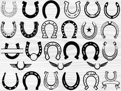 an alphabet made out of horseshoes and stars