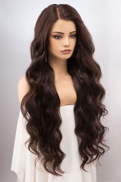 Brunette Dark Chocolate Wig Lace Front Wig 13 X 6 Large Lace Top Wig Margaret - Etsy Dark Chocolate Brunette, Silver Blonde Ombre, Chocolate Brunette, Chocolate Texture, Blonde Ombre Balayage, Top Wig, Celebrity Wigs, Wig Lace Front, European Hair