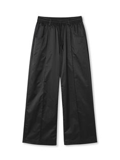 Composition : Outshell : Polyester 100%Country of Origin : China Black Pants With Straight Hem For Spring, Black Straight Hem Pants For Spring, Black Wide Leg Pants With Pockets And Straight Hem, Black Wide Leg Pants With Elastic Waistband, Pants Mockup, Pants Black, Short Pants, Track Pants, Black Pants