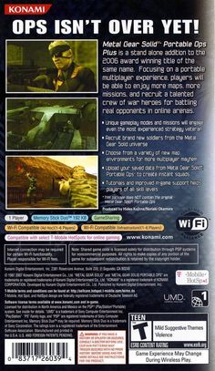 Metal Gear Solid: Portable Ops Plus - PSP Metal Gear Games, Kojima Productions, Sony Psp, New Video Games, Metal Gear Solid, Metal Gear, Award Winning