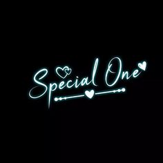 a neon sign that says special one with hearts