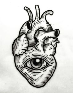 a heart with an eye drawn on it