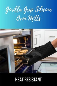 Get a handle on kitchen safety with Gorilla Grip Heat and Slip Resistant Silicone Oven Mitts. These waterproof, BPA-free mitts boast a soft cotton lining for comfort. With their long, flexible design and superior grip, they're perfect for cooking. Protect your hands in style with these 12.5-inch black mitts that double as potholders. Kitchen Safety, Silicone Oven Mitt