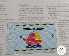 an article in the cross stitch book shows instructions for how to make a cartoon character