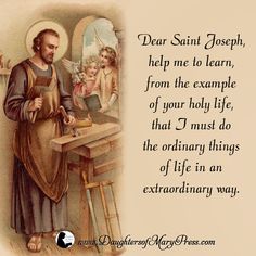 an image of the saint joseph with his children and quote about life in extraordinary ways