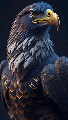 a close up of a bird on a black background