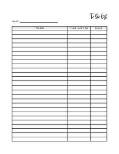 the printable to do list is shown in black and white, with lines on it