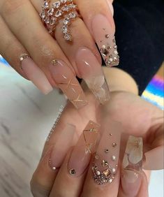 Nails Design With Rhinestones, Pink Acrylic Nails, Elegant Nails, Square Acrylic Nails, Coffin Nails Designs, Classy Nails, Bling Nails, Fancy Nails, Dope Nails