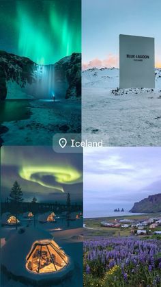 the four images show different types of aurora lights