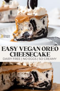 an easy vegan oreo cheesecake recipe with no eggs or cream on top