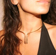 Minimal Chic Choker Necklace Handmade Gold - Silver 925 Wire Open Cuff Choker Collar Necklace Cuff Necklace, Handmade Choker Necklace, Choker Collar Necklace, Pearl Jewelry Necklace, Gold Choker Necklace, Minimal Jewelry, Minimal Chic, Choker Collar, Handmade Gold