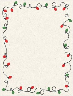 a white paper with red and green christmas lights on the edges, in a rectangle shape