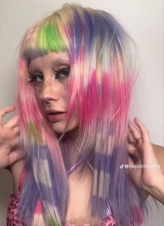 Multicolor Hair, Funky Makeup, Cute Hair Colors, Multi Colored Hair, Dyed Hair Inspiration, Multicolored Hair, Extensions Hair, Pretty Hair Color