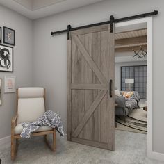 a living room filled with furniture and pictures on the wall next to a sliding door