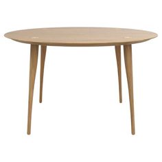 an oval wooden table with two legs and a circular shape on the top, against a white background