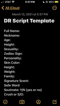 the dr script template is displayed in this screenshote screen shot from an iphone