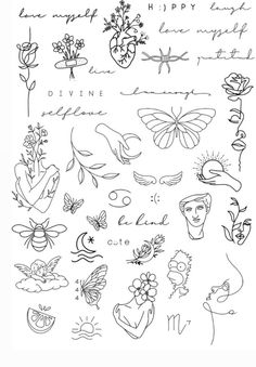 a drawing of flowers and butterflies on a sheet of paper