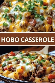 this is an image of a casserole with meat and cheese