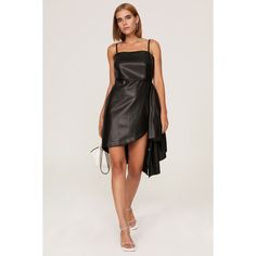 Black faux leather (95% Polyester, 5% Spandex). Sheath. Sleeveless. Square neck. Back zipper closure. 29" from shoulder to hemline. Imported. Long Sleeve Ruffle Dress, Bow Detail Dress, Racerback Dress, Rent The Runway, Ruffle Mini Dress, Fitted Skirt, Tie Dress, Tweed Jacket, Black Faux Leather