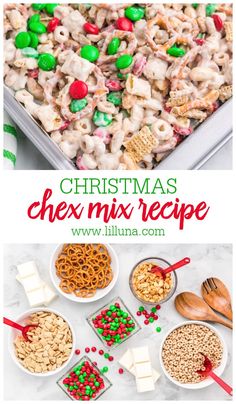 christmas cheesy mix recipe with candy and pretzels