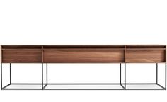 the sideboard is made from wood and metal